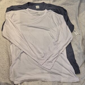 XL: 2 Men’s Long Sleeve Crew Neck Shirt - White & Grey